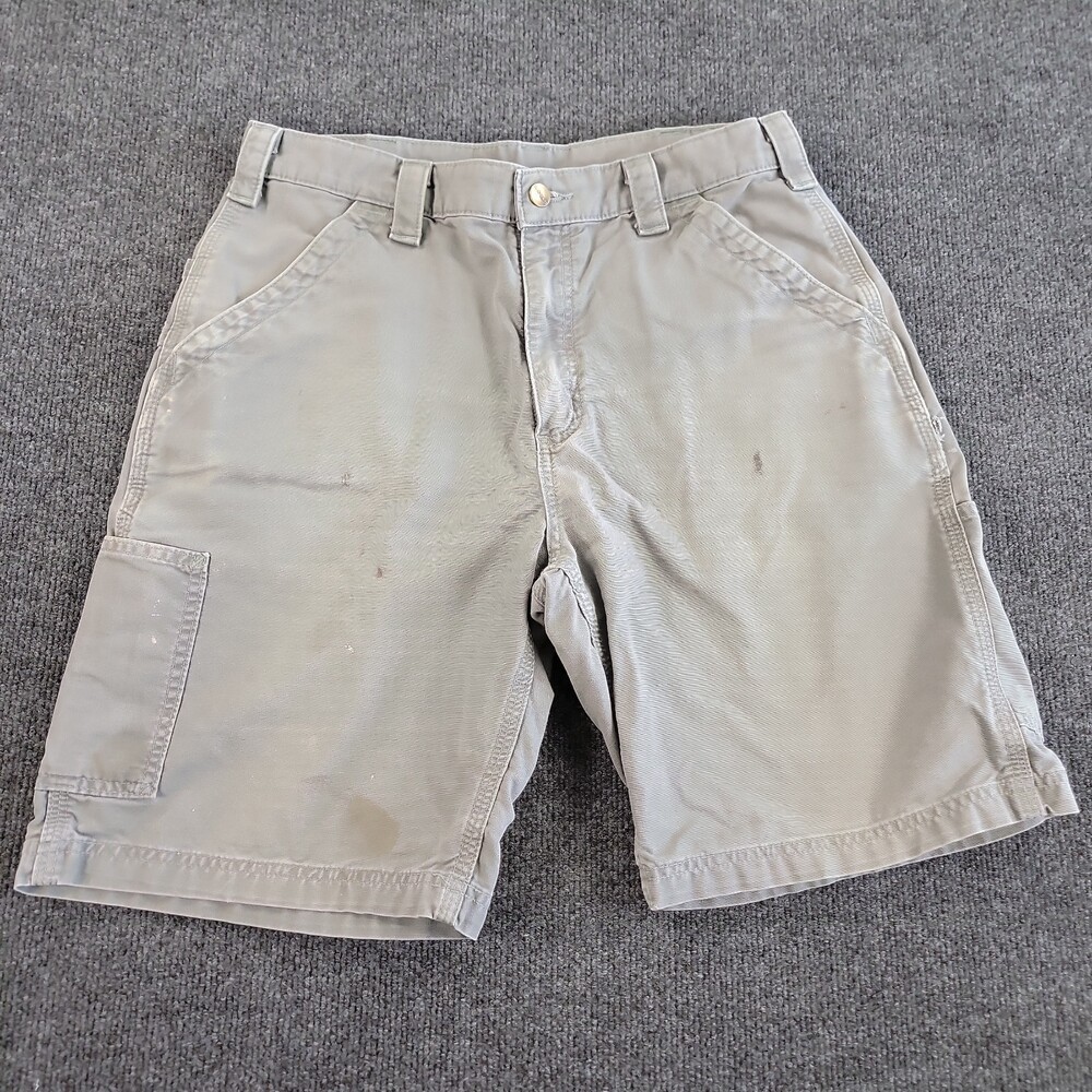 CARHARTT Rugged Flex SHORTS Men’s 33 GRAY Canvas Relaxed Fit Rigby Work Utility